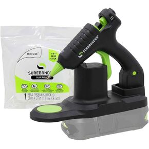 Surebonder Cordless 18V Ryobi Type Battery Powered High-Temperature Mini Hot Glue Gun - Detail Tip - 20 Watt - 5 ft Mini Glue Roll Included - Battery and Charger NOT Included