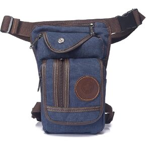 Adjustable Waist Pack Fanny Pack for Outdoor Sports, Canvas Tactical Military Drop Leg Bag for Men Women (Navy Blue)