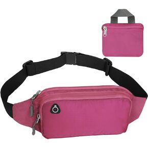 Fanny Pack for Men Women, Foldable Lightweight Waist Bag Pack, Water Resistant Belt Bag with Adjustable Belt for Travel Hiking Cycling Fishing (Black)