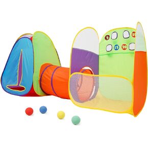 Kids Tent Fun Toss It Game Zone 3-in-1 Pop Up Tent Play Tents Indoor Outdoor Tent Great Game & Toy Gift for Children Fun by Alvantor (Include 4 Balls)