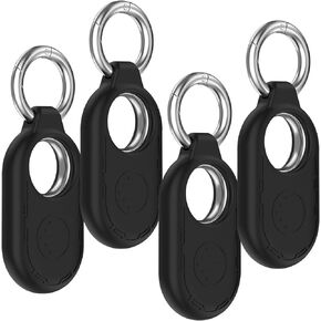 Miimall 4 Pack Silicone Case Compatible with Samsung Galaxy SmartTag2, Anti-Scratch Shockproof Soft Touch Silicone Protective Skin Cover for Galaxy SmartTag2 Case with Keychain 2 Red+2 Black