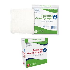 Dynarex Advantage Woven Gauze Sponges 4" x 4" - Sterile 12-Ply Absorbent Cotton Gauze Pads for Wound Dressing - 25-Count Box
