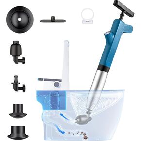 مجموعة غطاس المرحاض من ليتول، مزيل انسداد غطاس الهواء عالي الضغط، غطاس الحوض للحمام، قاذف تصريف الثعبان مع مقياس في الوقت الحقيقي لفك انسداد المرحاض، المطبخ، الدش، الأنابيب، الأرضية، المجاري in Kuwait