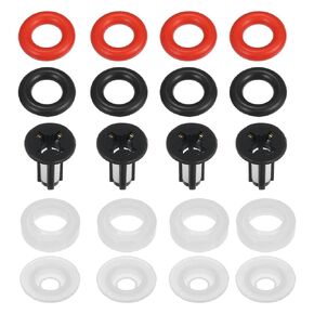 Fuel Injector O Rings Seals with Micro Filters Fuel Injector Repair Kit for Suzuki GSXR1000 2005 2006 Rubber Black (Set of 4)