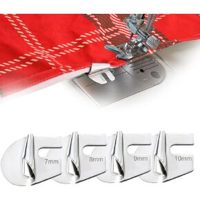 4pcs Sewing Rolled Hemmer Foot, 7-10mm 4 Styles Blind Hem Presser Foot Kit Sewing Machine Attachments Wide Narrow Seam Guide for Sewing Machine