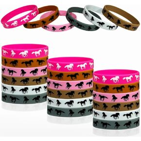 24 Packs Horse Rubber Bracelets Horse Party Supplies Horse Racing Motivational Rubber Wristbands for Horse Themed Birthday Party Baby Shower Party Favors Gift Bag Stuffer School Award Gift