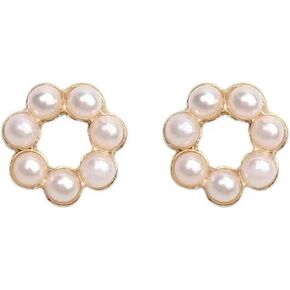 Flower Invisible Clip On Earrings For Women Dangle White Rose Blue Light Purple Floral Pearl Comfortable Non Pierced Clip-on Earrings