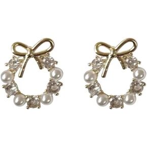 Flower Invisible Clip On Earrings For Women Dangle White Rose Blue Light Purple Floral Pearl Comfortable Non Pierced Clip-on Earrings in Kuwait