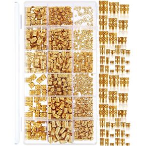1000 Pcs M2 M2.5 M3 4MM M5 M6 Threaded Inserts Brass Female Thread Metric Knurled Nuts Assortment Set Heat Set Insert Tool for Plastic Parts 3D Printing Injection Molding Press