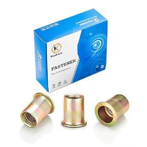 #10-24 Rivet Nuts,140Pcs SAE Carbon Steel Flat Head Threaded Insert Nuts 10-24 UNC RIV Nuts