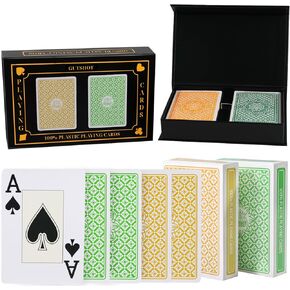 Playing Cards, Waterproof Deck of Cards with Spill-Proof Design, Great for Party, Game and Magic Pack of 2 (Yellow & Green)