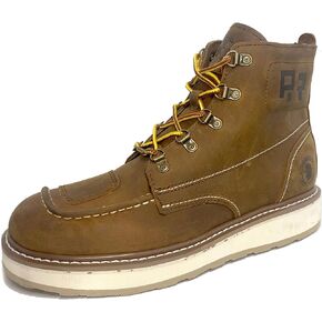 ROCKROOSTER Ravenna 6" Side-Zipper Wedge Boots for Men, Lightweight Soft Moc Toe Motorcycle Boots VAP309-Brown VAP310-Black