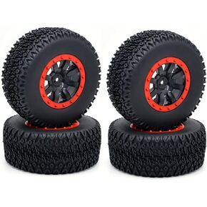 4PCS Replacement Durable RC Tyre Wheel ø110 x 45mm Hex Joint 12mm Compatible with 1/10 Traxxas Slash HPI Redcat HSP ZD Racing Short Course Truck (Red)