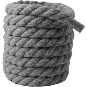 Stone Grey with White Aglets Natural Cotton Rope Shoelaces, 10mm Thick, 160cm Length for Air Force 1, Boot Laces, Elastic Laces, Ideal Thick Rope for Sneakers, Jordan shoes, Dunks