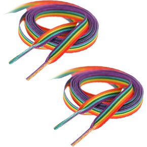2Pairs Rainbow Gradient Shoelaces Multicolor Fashion Shoe Laces Rainbow Printed Shoelaces Decor for Sneakers, Boots, Skates, 140cm
