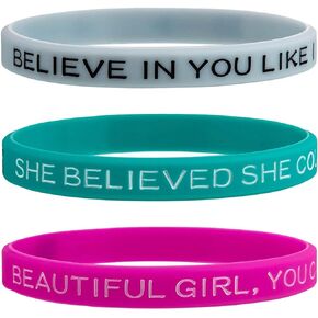 Sainstone Inspirational Silicone Bracelets for Women with Motivational Engraved Mantra - Positive Saying Personalized Thin Size Rubber Wristbands Gifts for Her Women Mom Teens Girls