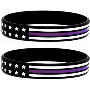 Thin Purple Line Flag Bracelets (6-pack) - Security Guard Gifts and Accessories, Apparel Gear For Security Guards and Security Professionals - Bulk Pack of 6 Silicone Rubber Wristbands for in Kuwait
