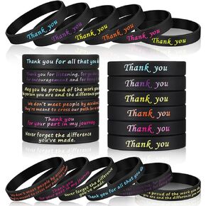 Yinkin 24 Pcs Employee Appreciation Gifts Bulk, Appreciation Gifts for Nurse Teacher Employee Coworker Silicone Bracelets Thank You Gifts for Women Men Employee Retirement Appreciation Gift, 6 Styles