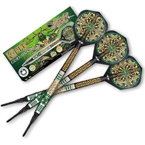 Shot! Darts Soft Tip, Celt Cernunnos (18g/20g), 90% Tungsten Barrel, Front Weighted, Handcrafted Professional Dart Set & Flights Made in New Zealand, Plastic Tip for Electronic Dartboard