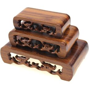 أثاث شرقي، خشب الورد الصيني، خشب الماجوني الصلب، حامل عرض خشبي صغير، قاعدة خشبية مستطيلة الشكل مع 3 قطع منحوتة تُباع حسب المجموعة (خشب الورد (3 قطع/مجموعة)) in Kuwait