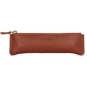 Londo Genuine Leather Pen Case with Zipper Closure, Pencil Pouch Stationery Bag