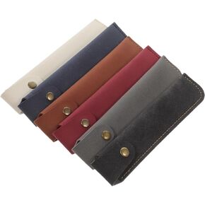 Operitacx 6PCS PU Leather Pen Sleeve Vintage Handmade Fountain Pen Pouch Portable Pen Holder Single Fountain Pen Case (Black+Dark Blue+Gray+Wine Red+Brown+White)