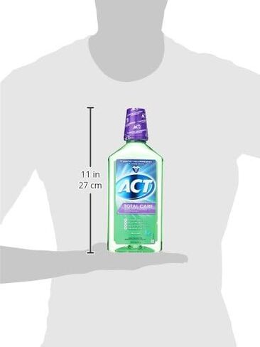 غسول الفم بالفلورايد المضاد للتجاويف من أكت توتال كير خالي من الكحول، 33.8 أونصة سائلة. أوقية. (عبوة من 3) نعناع طازج in Kuwait