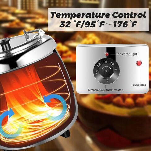 Soup Warmers Commercial Food Warmers,AGKTER,Stainless Steel Insert Pot, Temperature Control - 10.5 Quarts, Ideal for Restaurants and Large Families (Cast Iron, 10.5Qt/10L) in Saudi Arabia