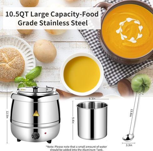 Soup Warmers Commercial Food Warmers,AGKTER,Stainless Steel Insert Pot, Temperature Control - 10.5 Quarts, Ideal for Restaurants and Large Families (Cast Iron, 10.5Qt/10L) in Saudi Arabia