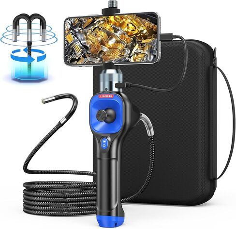 L LIMINK 360° Articulating Borescope with Adjustable Light 6mm Lens Tungsten Wire Mesh HD 1080P IP67 Waterproof Flexible Automotive Endoscope, Compatible with Android & iOS Phone (3.3ft/1M Cable) in Kuwait