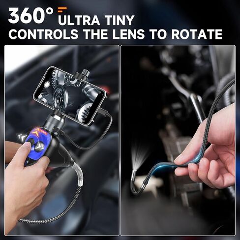 L LIMINK 360° Articulating Borescope with Adjustable Light 6mm Lens Tungsten Wire Mesh HD 1080P IP67 Waterproof Flexible Automotive Endoscope, Compatible with Android & iOS Phone (3.3ft/1M Cable) in Kuwait