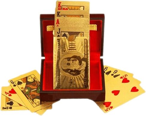 Luxurious 24K Gold Plated Playing Cards Case and Certificate with Wooden Gift Box | Make Your Magic Tricks More Luxurious & Creative Family & Friends in Saudi Arabia