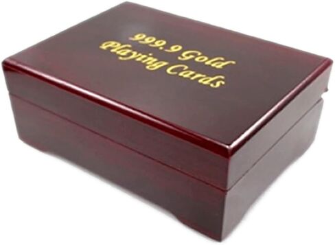Luxurious 24K Gold Plated Playing Cards Case and Certificate with Wooden Gift Box | Make Your Magic Tricks More Luxurious & Creative Family & Friends in Saudi Arabia