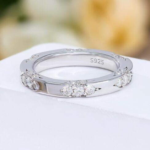 خاتم زفاف مويسانيتي 18 قيراط مطلي بالذهب الأبيض خواتم الخطبة خاتم الخلود خاتم الوعد للنساء in Kuwait