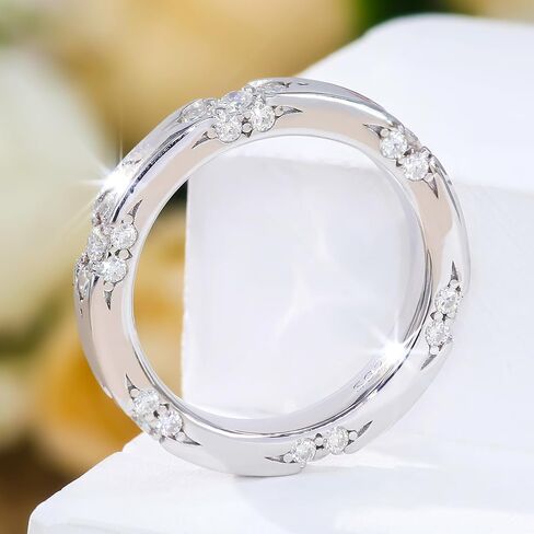 خاتم زفاف مويسانيتي 18 قيراط مطلي بالذهب الأبيض خواتم الخطبة خاتم الخلود خاتم الوعد للنساء in Kuwait