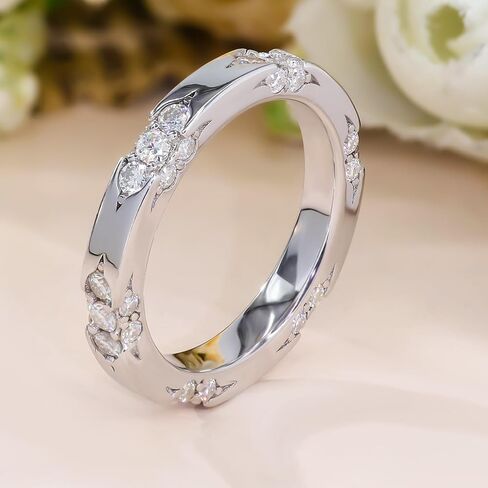 خاتم زفاف مويسانيتي 18 قيراط مطلي بالذهب الأبيض خواتم الخطبة خاتم الخلود خاتم الوعد للنساء in Kuwait