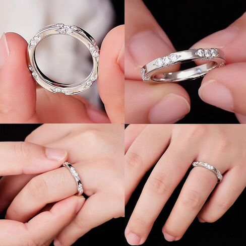 خاتم زفاف مويسانيتي 18 قيراط مطلي بالذهب الأبيض خواتم الخطبة خاتم الخلود خاتم الوعد للنساء in Kuwait