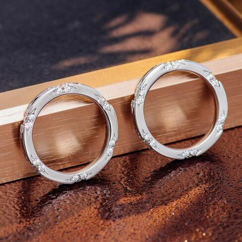 خاتم زفاف مويسانيتي 18 قيراط مطلي بالذهب الأبيض خواتم الخطبة خاتم الخلود خاتم الوعد للنساء in Kuwait