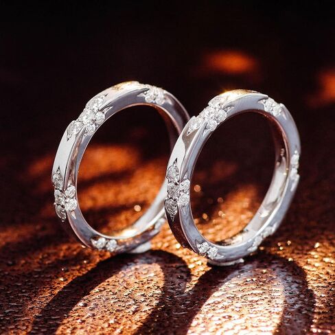 خاتم زفاف مويسانيتي 18 قيراط مطلي بالذهب الأبيض خواتم الخطبة خاتم الخلود خاتم الوعد للنساء in Kuwait