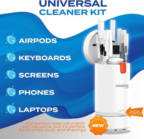 Aimzone Rechargeable Vacuum Cleaner Kit, Portable Deep Cleaning Dust Tool Dust, Multiple Functions Clean Set, Cleaner for Keyboard, Laptop, Phone, Electronics (White) in Kuwait