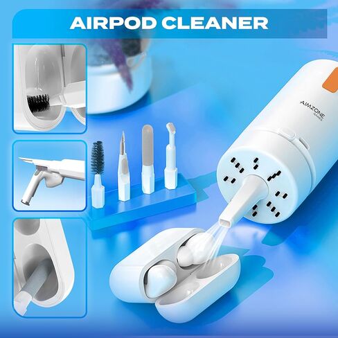 Aimzone Rechargeable Vacuum Cleaner Kit, Portable Deep Cleaning Dust Tool Dust, Multiple Functions Clean Set, Cleaner for Keyboard, Laptop, Phone, Electronics (White) in Kuwait