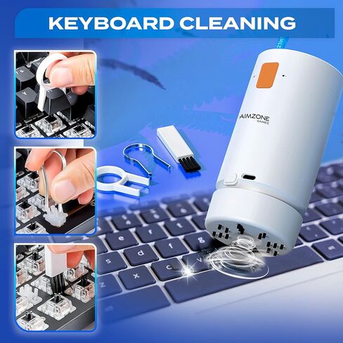Aimzone Rechargeable Vacuum Cleaner Kit, Portable Deep Cleaning Dust Tool Dust, Multiple Functions Clean Set, Cleaner for Keyboard, Laptop, Phone, Electronics (White) in Kuwait