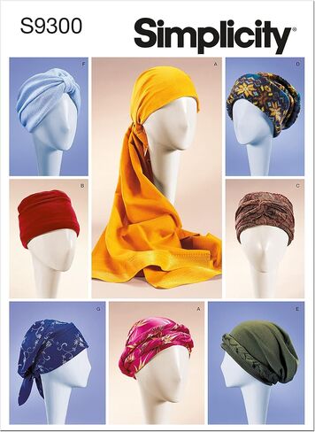 Simplicity Misses' Headwrap, Turban, and Hat Packet, Code 9200 Sewing Pattern, Sizes S-L, White in Saudi Arabia