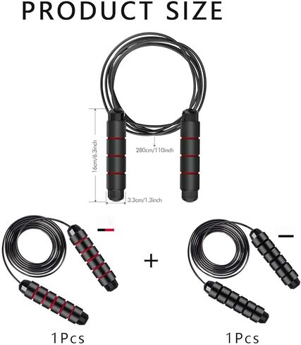 2 حزمة حبل القفز تجريب، حبل الطفر قابل للتعديل، حبل القفز المرجح للرجال، jumprope للنساء اللياقة البدنية، الكبار الملاكمة القفز رو، Cuerda Para Saltar Ejercicio، حبل السرعة، حبال القفز للأطفال لمدة 8-12 in Kuwait