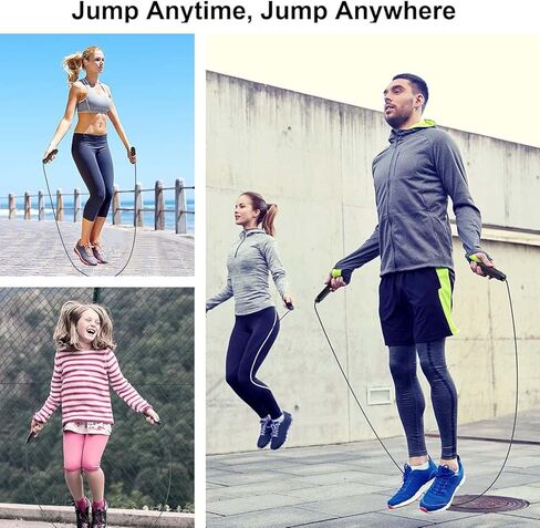 2 حزمة حبل القفز تجريب، حبل الطفر قابل للتعديل، حبل القفز المرجح للرجال، jumprope للنساء اللياقة البدنية، الكبار الملاكمة القفز رو، Cuerda Para Saltar Ejercicio، حبل السرعة، حبال القفز للأطفال لمدة 8-12 in Kuwait