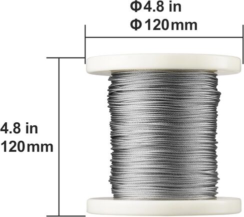 BestEquip 1/16 سلك حبل كيت، 304 كابل الفولاذ المقاوم للصدأ مع 80 الأكمام و 20 الكشتبانات، 7x7 فروع البناء البحرية الصف الطائرات لخط الملابس درابزين التزيين حديقة سياج in Kuwait