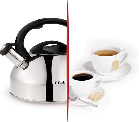 غلاية شاي من الفولاذ المقاوم للصدأ من T-fal، أواني طهي بسعة 3 لتر، وأواني ومقالي، آمنة للاستخدام في غسالة الأطباق باللون الفضي in Kuwait