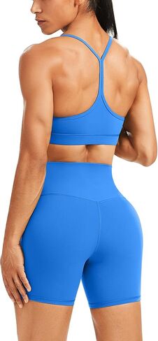 WodoWei Butterluxe Workout Sets for Women 2 Piece Gym Yoga Y-Back Sports Bra High Waist Biker Short Outfits in Kuwait