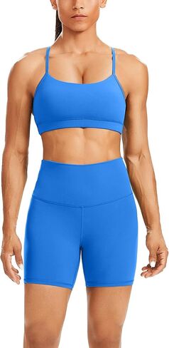 WodoWei Butterluxe Workout Sets for Women 2 Piece Gym Yoga Y-Back Sports Bra High Waist Biker Short Outfits in Kuwait