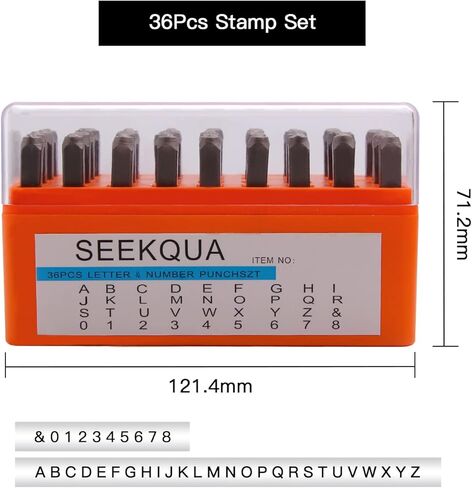 مجموعة 36 قطعة من الحروف والأرقام المعدنية الفولاذية الكبيرة والحروف الكبيرة والأرقام (A ~ Z، &، 0-8) مع حقيبة تخزين للمجوهرات الجلدية والخشبية (3 مم) in Kuwait